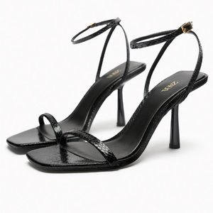 NWT ZARA METALLIC EFFECT SNAKE SKIN PRINT SANDALS